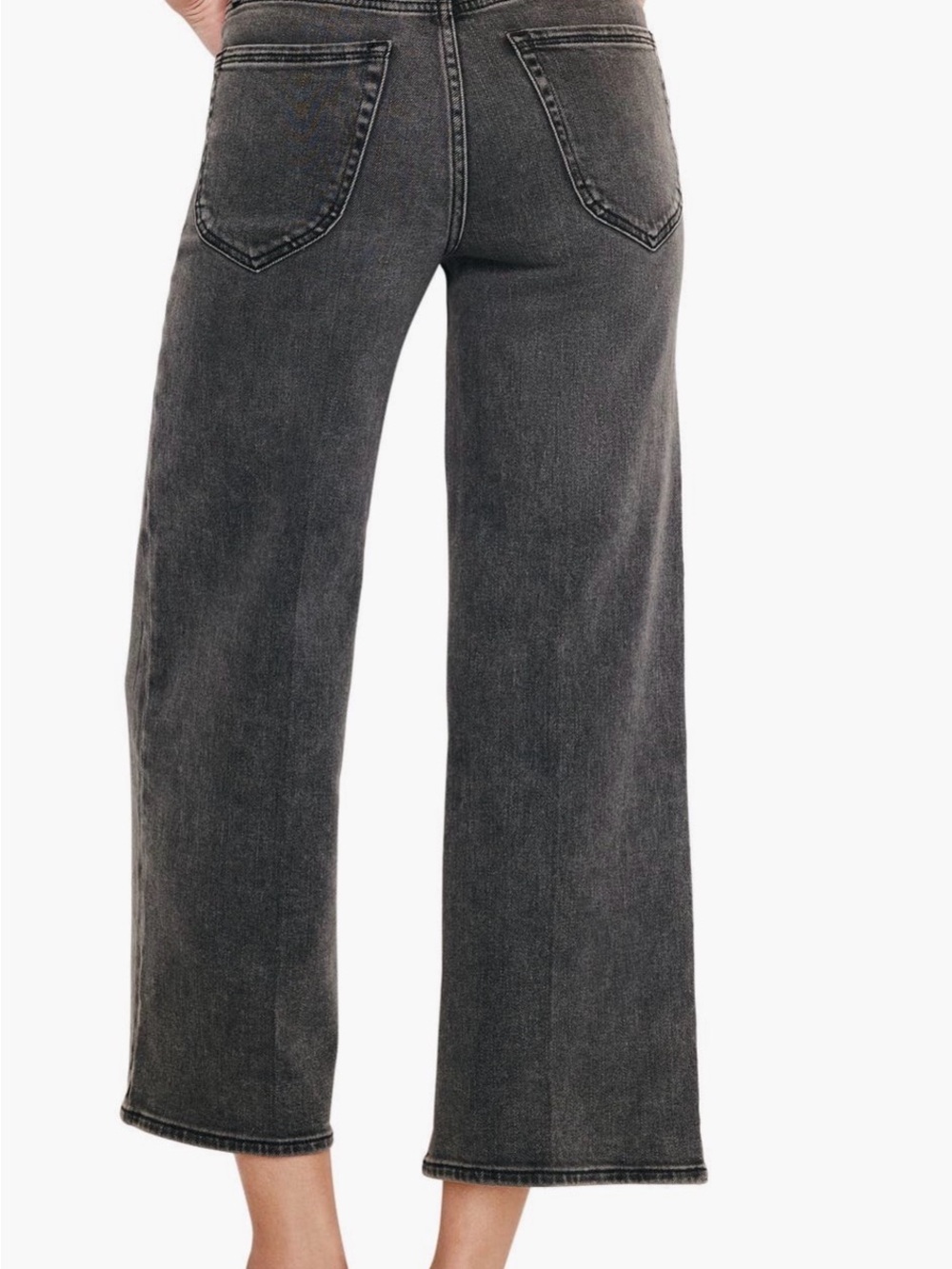 Good American Wide-Leg Cropped Jeans - Charcoal